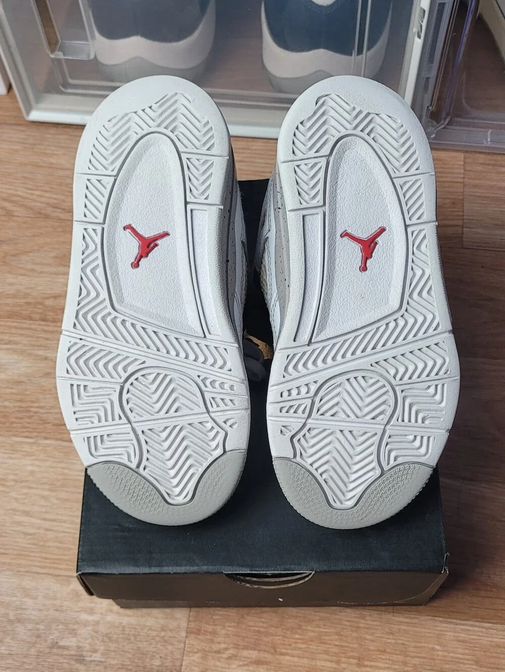 Toddler Air Jordan 4 Retro White Oreo Cement Basketball Shoes TD 11c